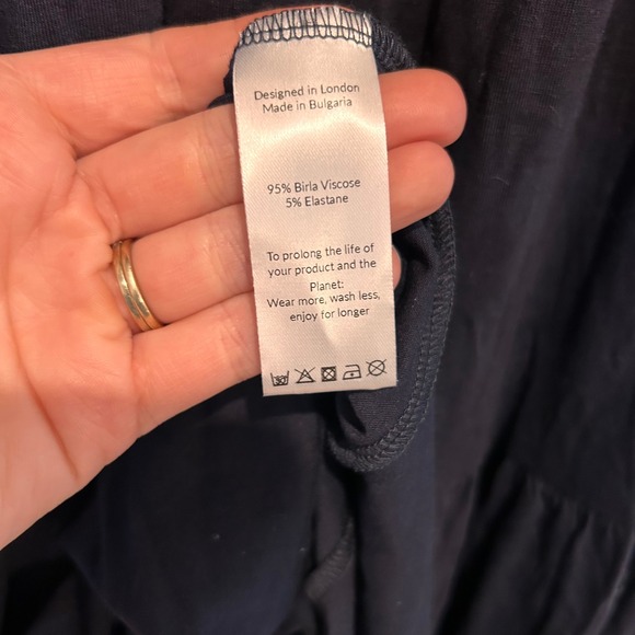 NWT Saint +‎ Sofia Greenwich Dress Asymmetric Tiered Navy Long Sleeve Maxi Sz 16 - Picture 9 of 9